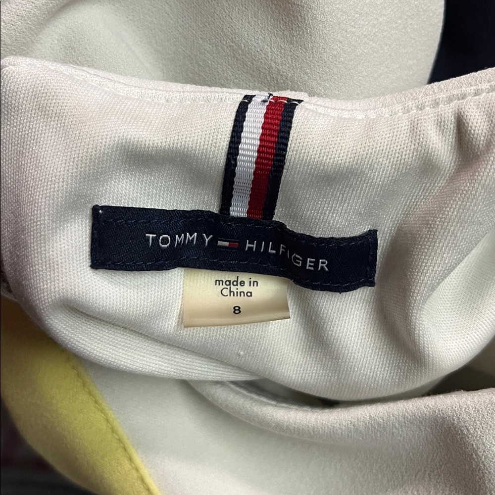 Tommy Hilfiger Navy Yellow & Beige Color Block Sleeveless Sheath Dress - Picture 15 of 16